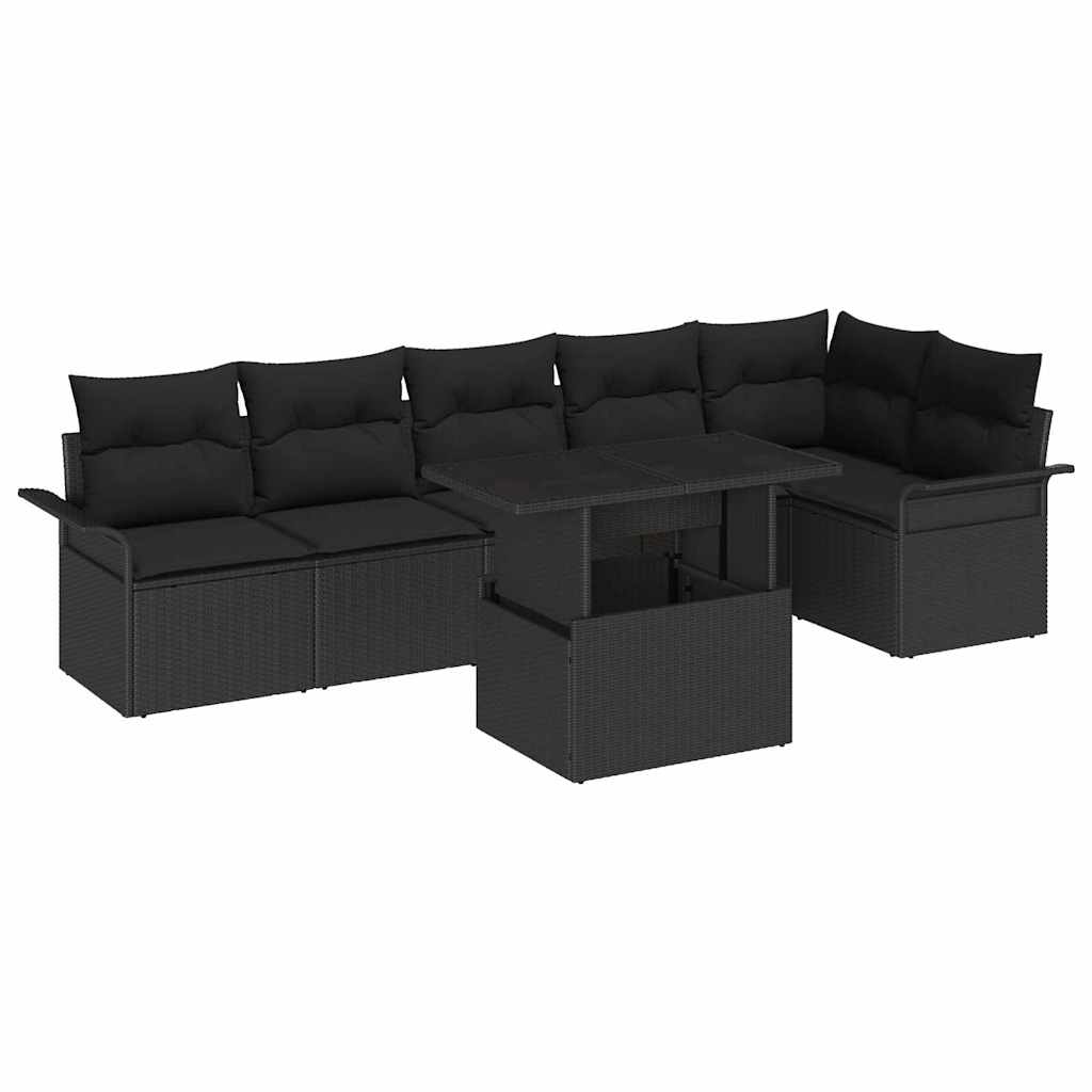 vidaXL Conjunto de sofá de jardín 7 uds. Negro