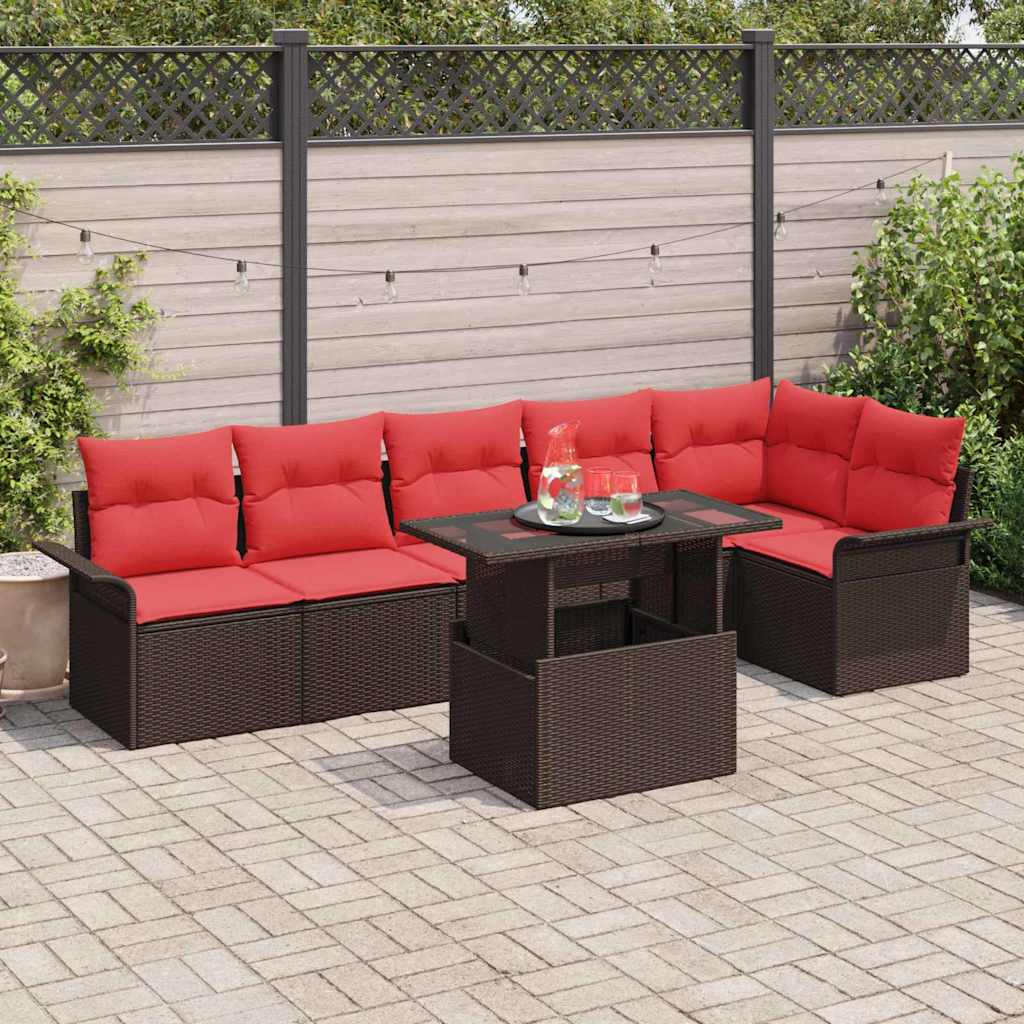 vidaXL Conjunto de sofá de jardín 7 uds. Marrón