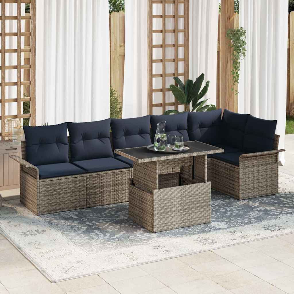 vidaXL Conjunto de sofá de jardín 7 uds. Gris