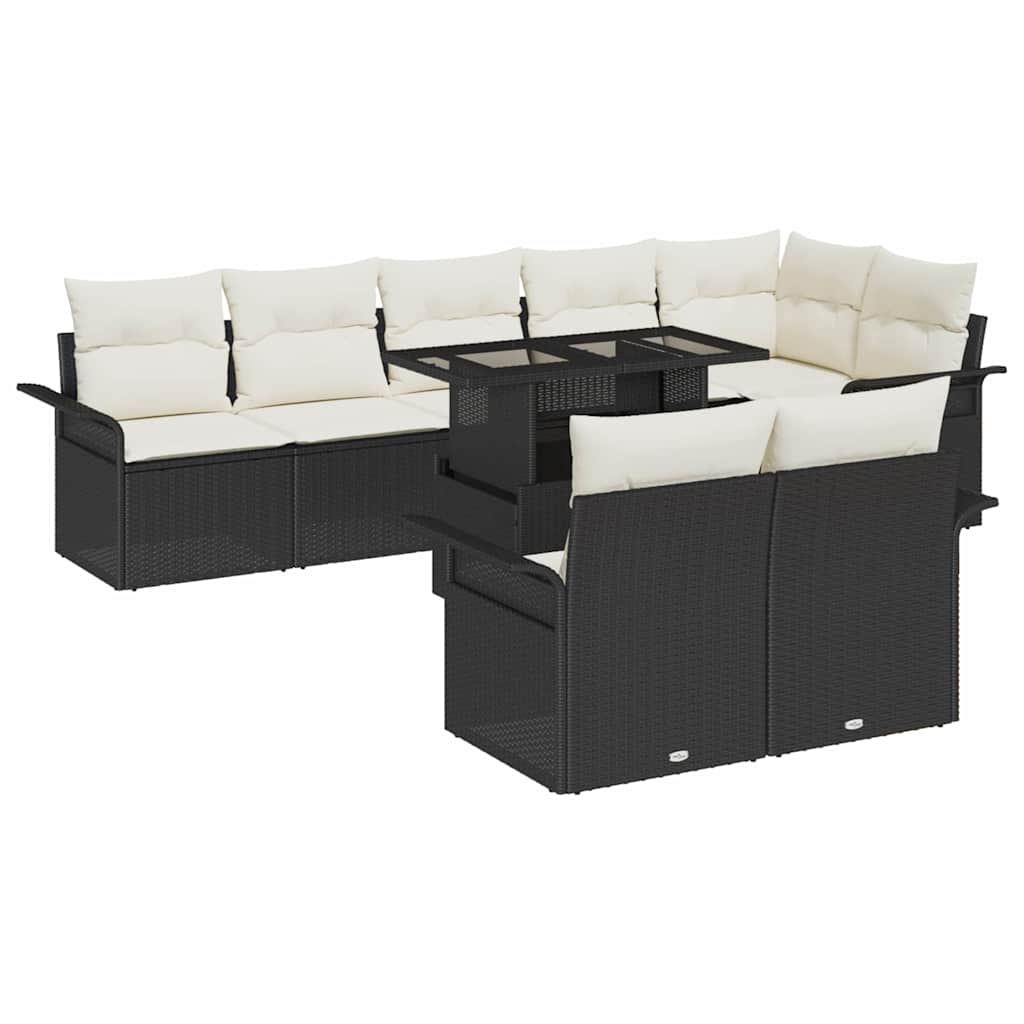 vidaXL Conjunto de sofá de jardín 9 uds. Negro