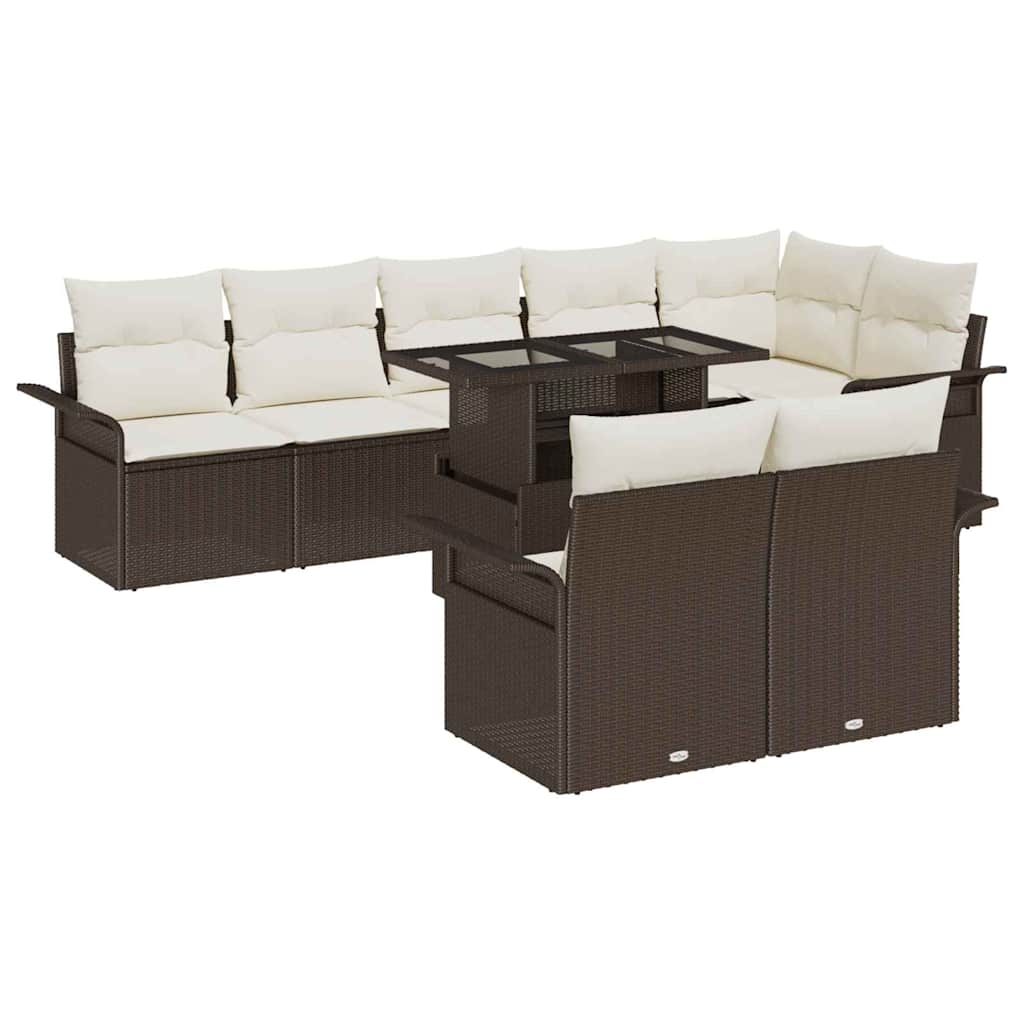 vidaXL Conjunto de sofá de jardín 9 uds. Marrón