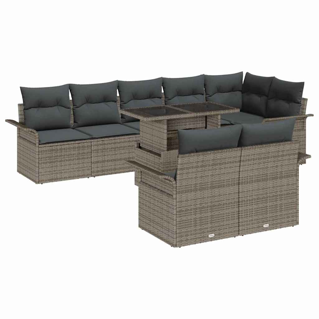 vidaXL Conjunto de sofá de jardín 9 uds. Gris