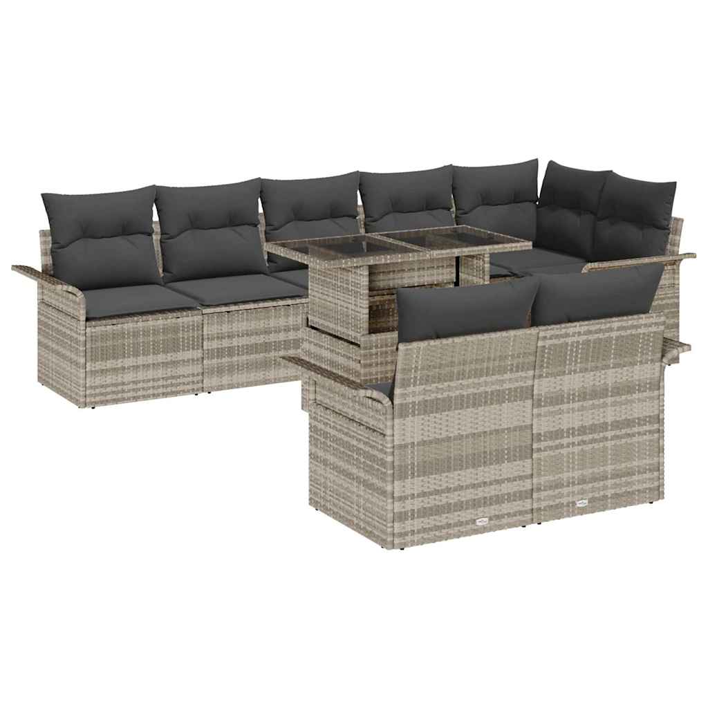 vidaXL Conjunto de sofá de jardín 9 uds. Gris Claro