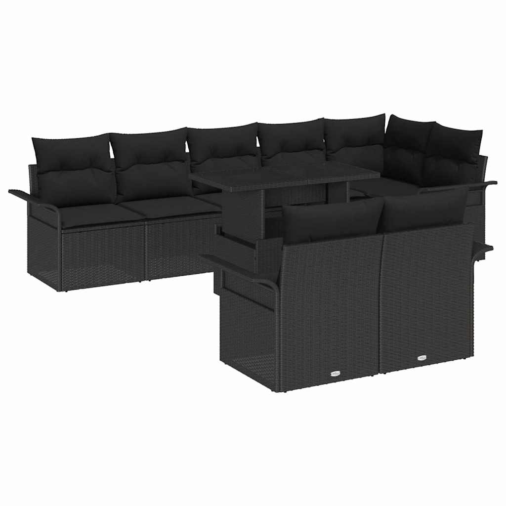 vidaXL Conjunto de sofá de jardín 9 uds. Negro