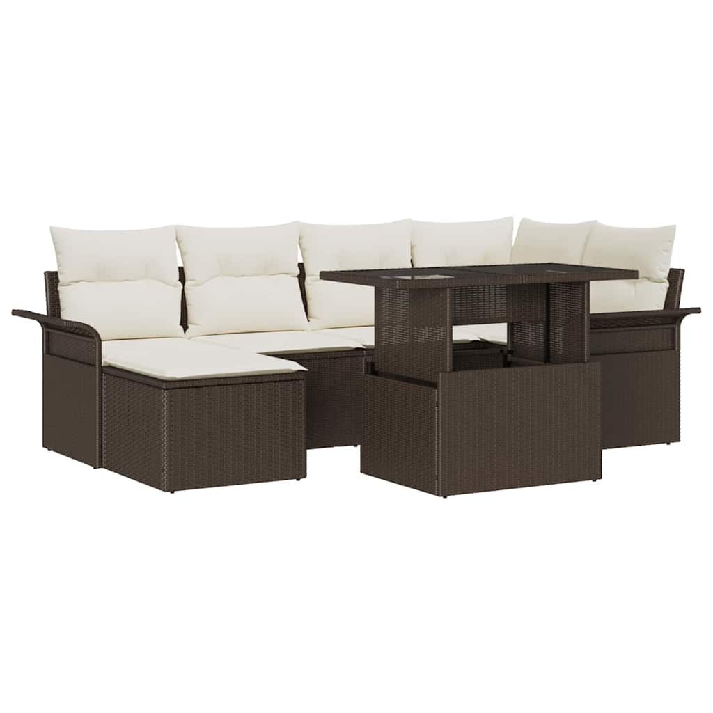 vidaXL Conjunto de sofá de jardín 7 uds. Marrón