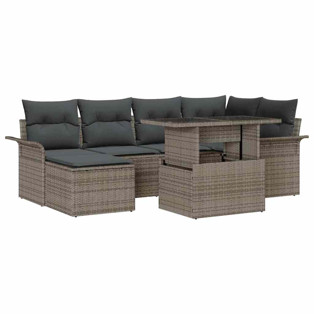 vidaXL Conjunto de sofá de jardín 7 uds. Gris