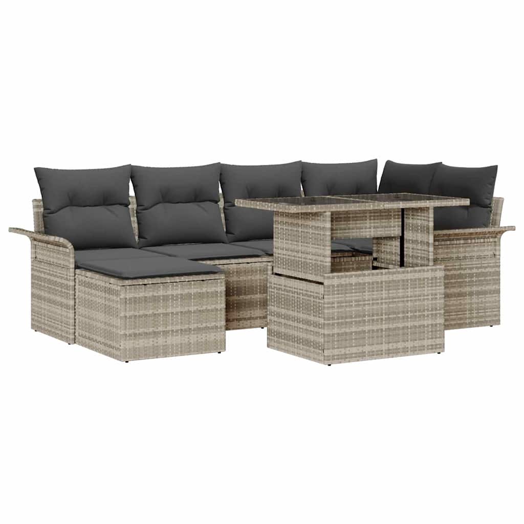 vidaXL Conjunto de sofá de jardín 7 uds. Gris claro