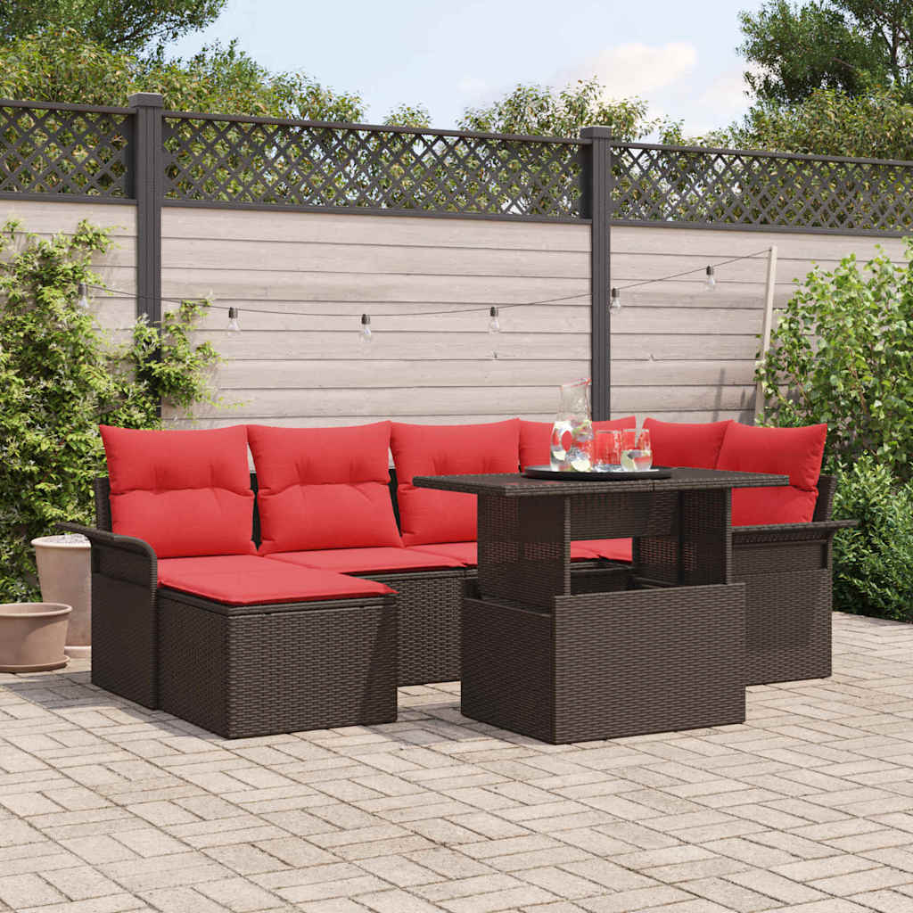 vidaXL Conjunto de sofá de jardín 7 uds. Marrón