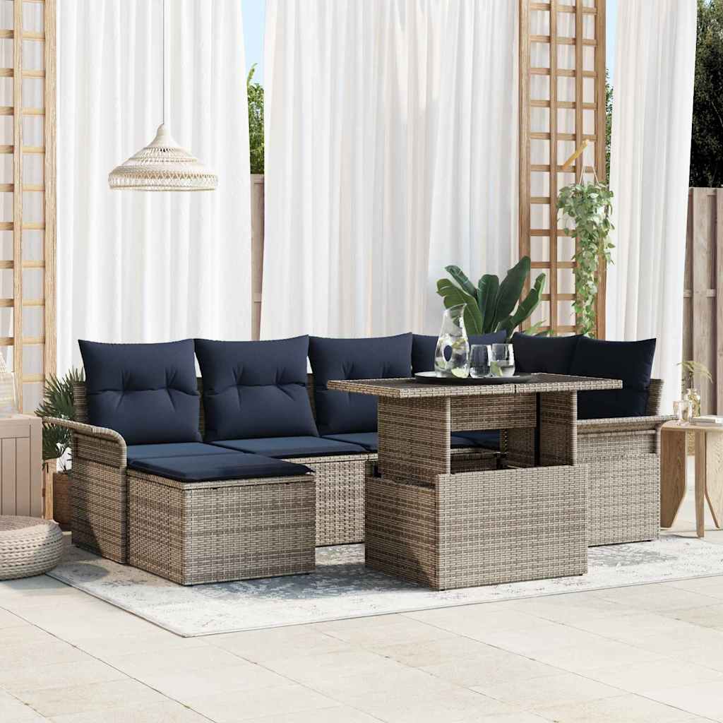 vidaXL Conjunto de sofá de jardín 7 uds. Gris