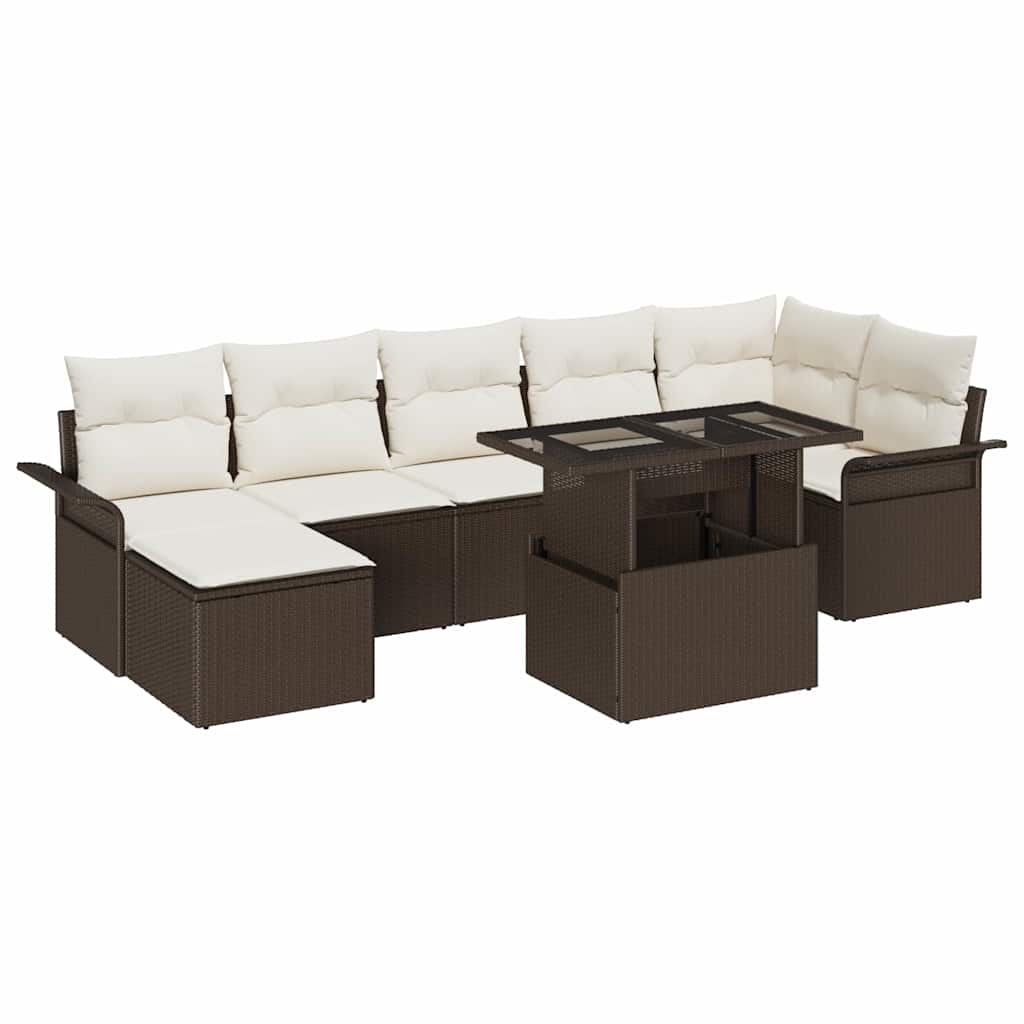 vidaXL Conjunto de sofá de jardín 8 uds. Marrón