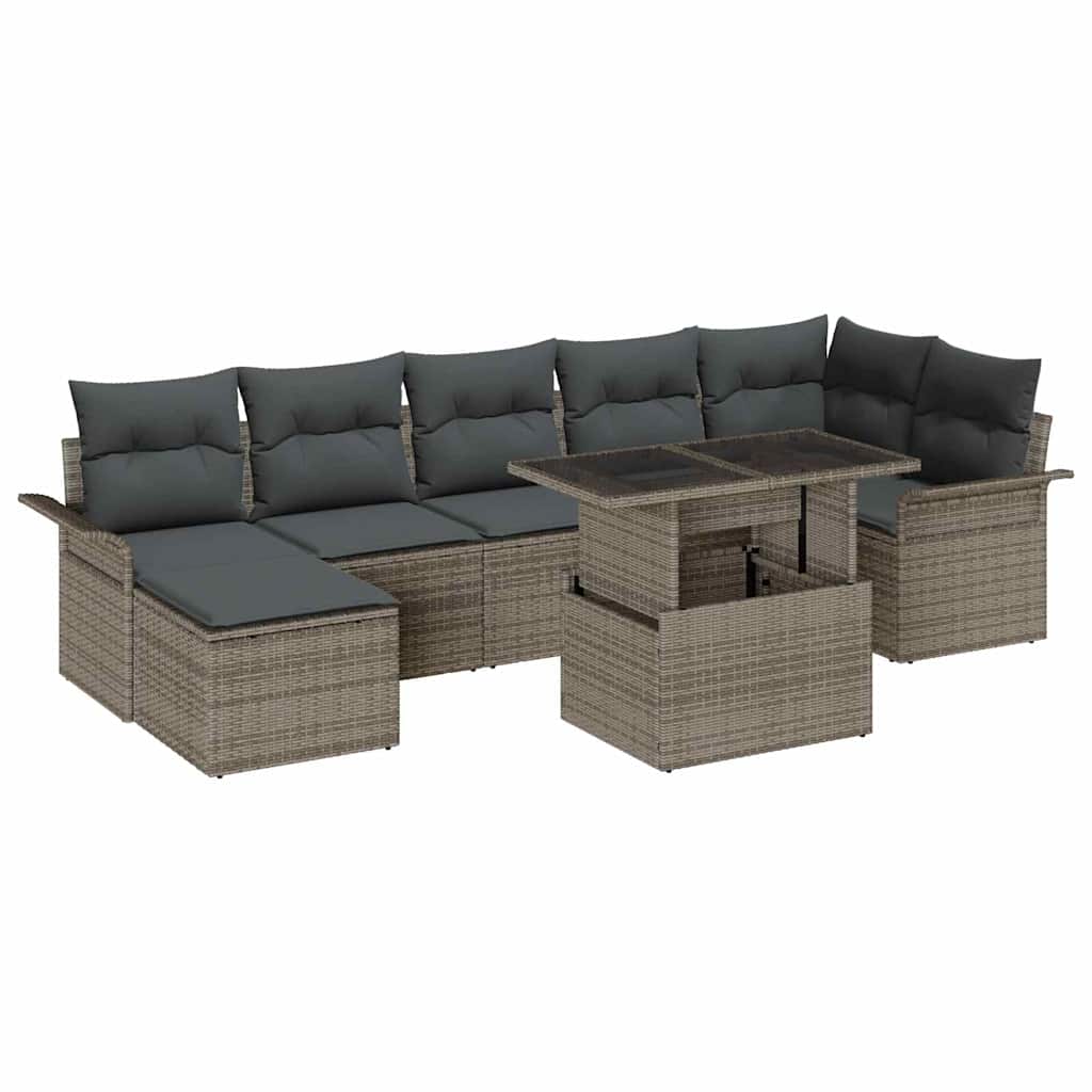 vidaXL Conjunto de sofá de jardín 8 uds. Gris
