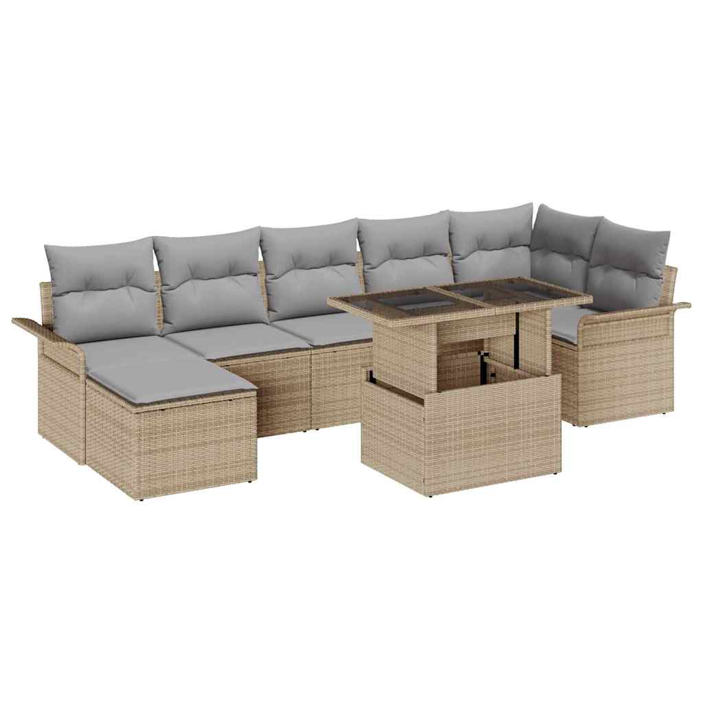 vidaXL Conjunto de sofá de jardín 8 uds. Beige