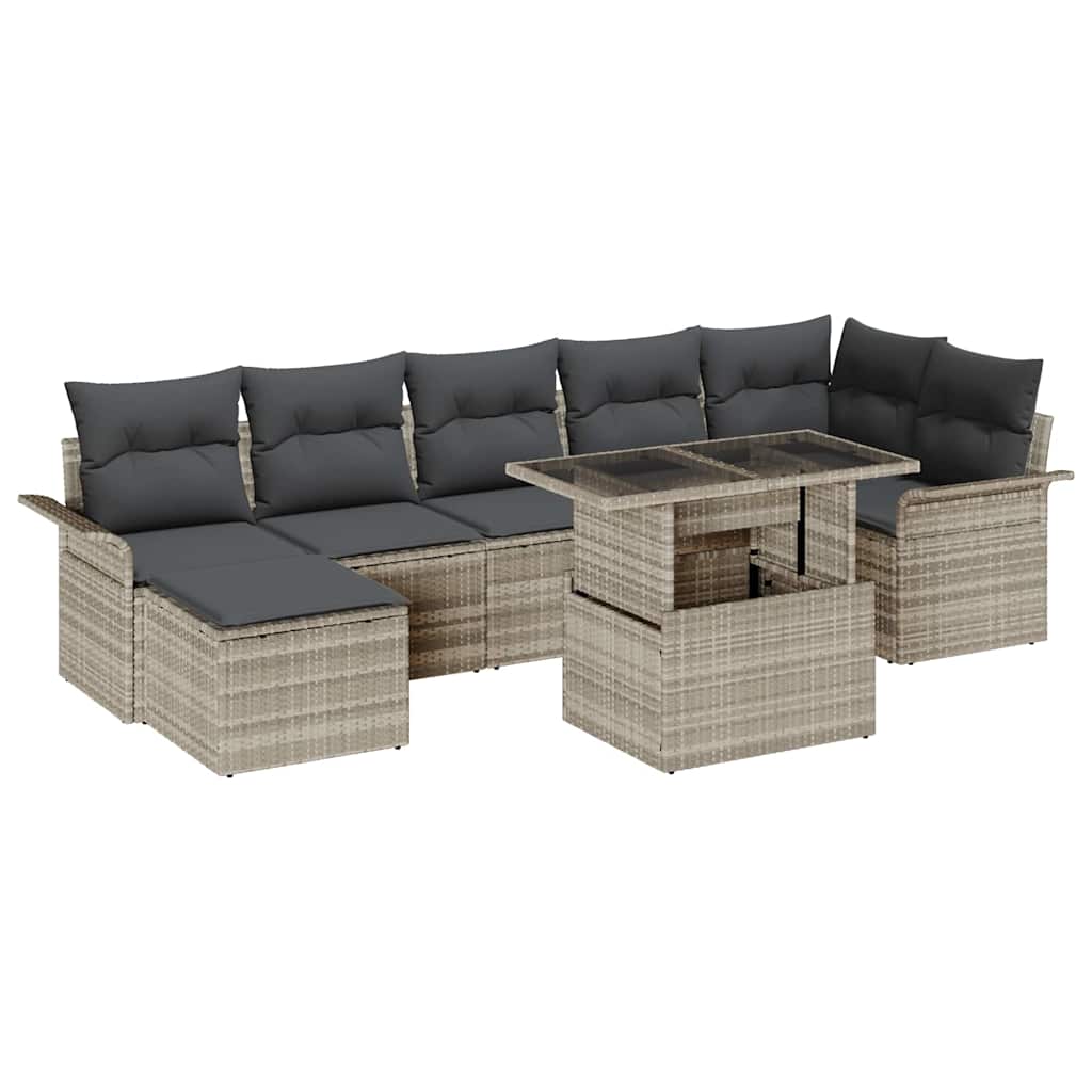 vidaXL Conjunto de sofá de jardín 8 uds. Gris claro