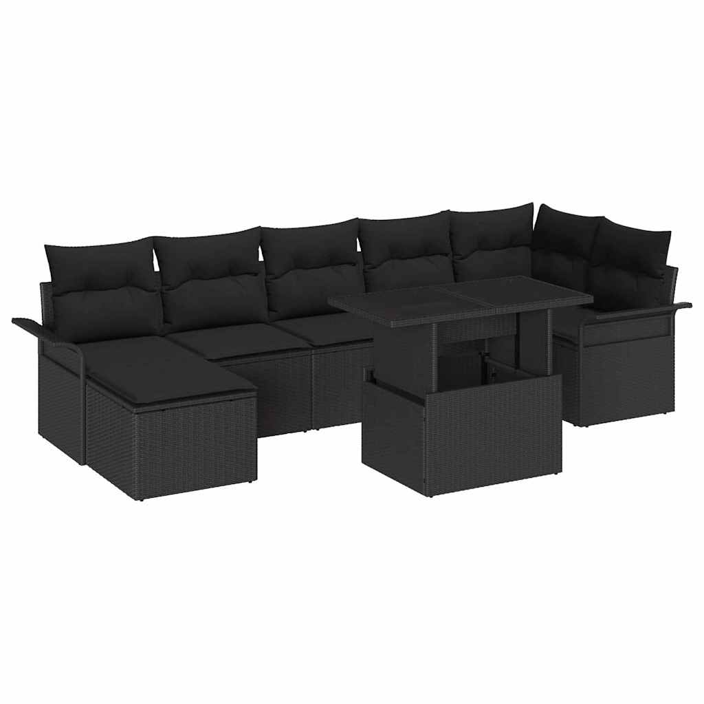 vidaXL Conjunto de sofá de jardín 8 uds. Negro