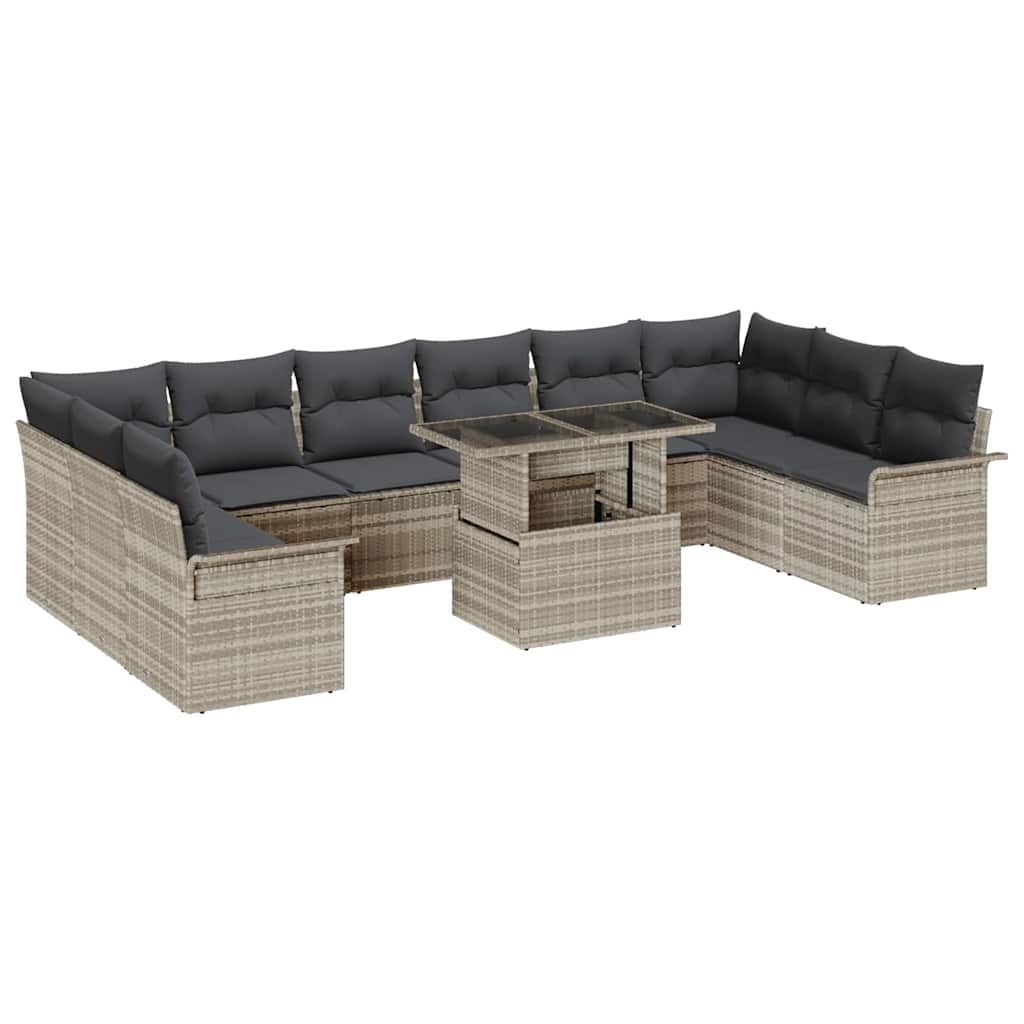 vidaXL Conjunto de sofá de jardín 11 uds. Gris Claro