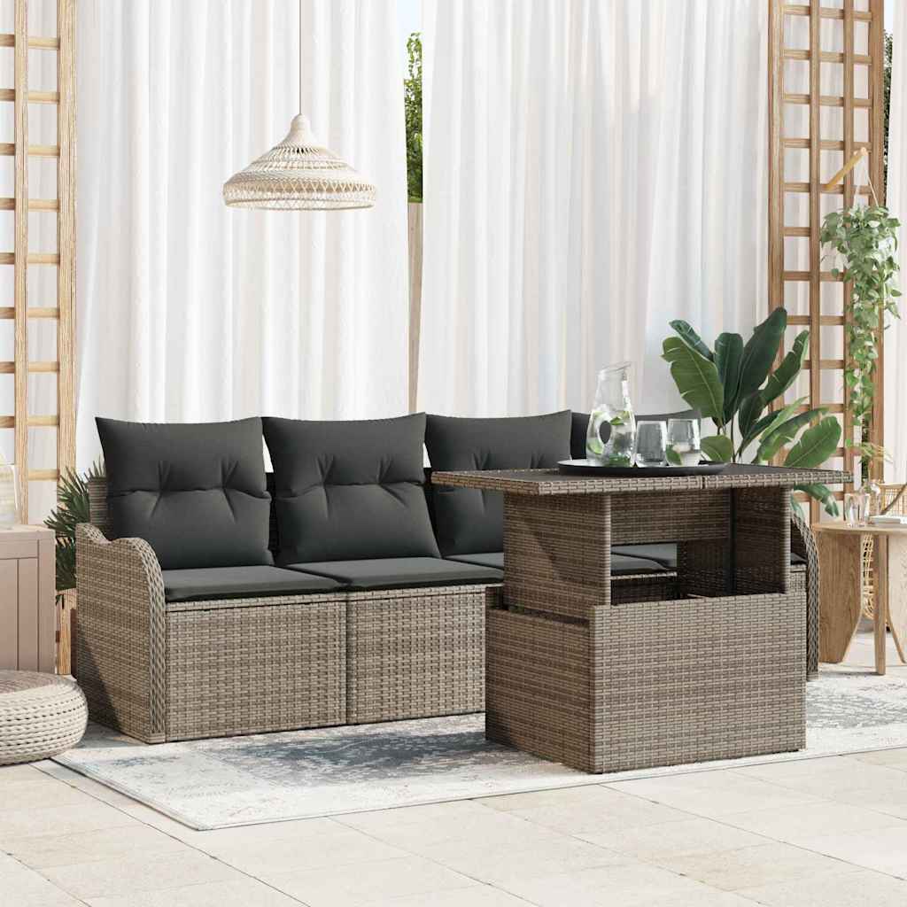 vidaXL Conjunto de sofá de jardín 5 uds. 4-Número de plazas Gris