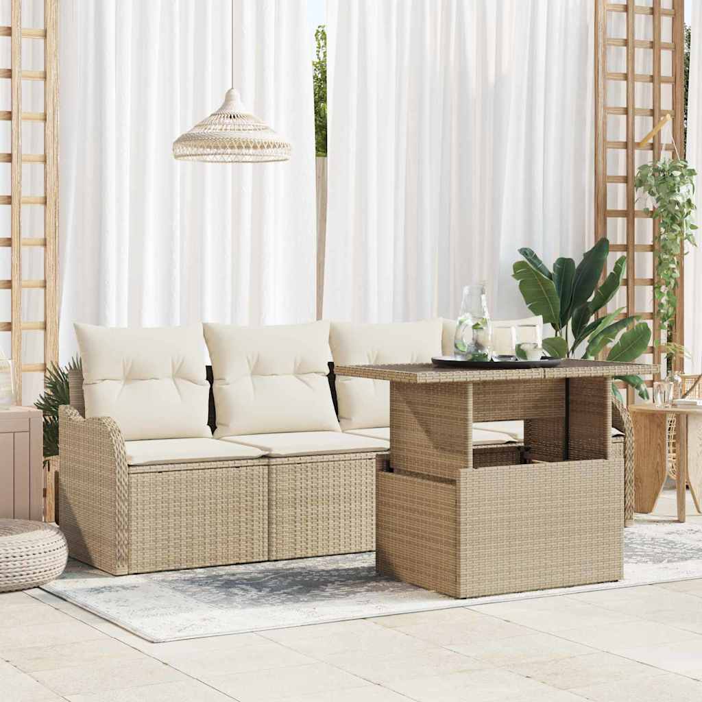vidaXL Conjunto de sofá de jardín 5 uds. 4-Número de plazas Beige