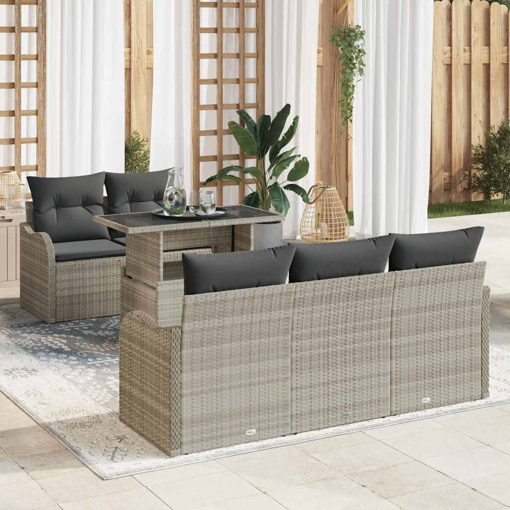 vidaXL Conjunto de sofá de jardín 6 uds. Gris Claro