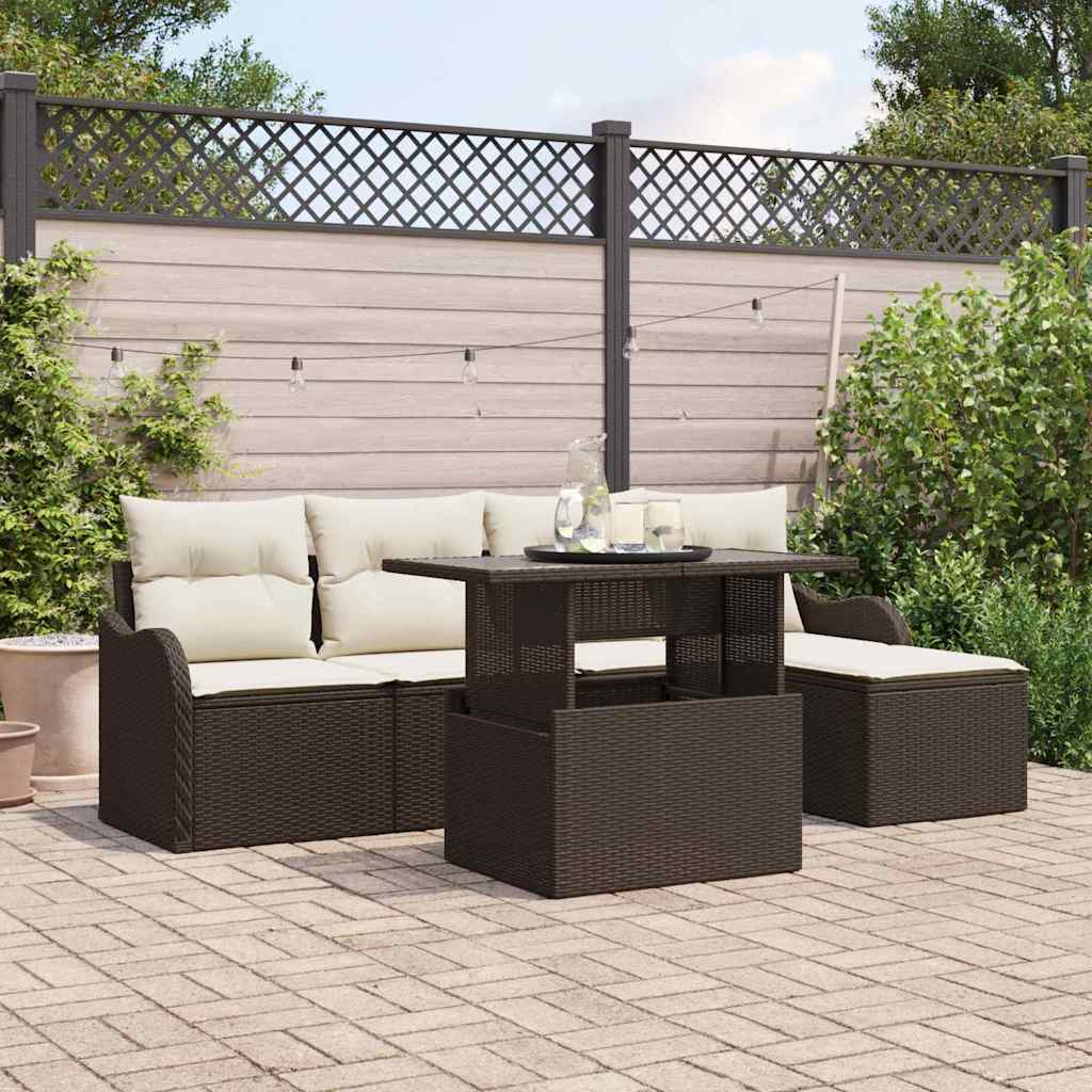 vidaXL Conjunto de sofás de jardín 6 uds. Marrón