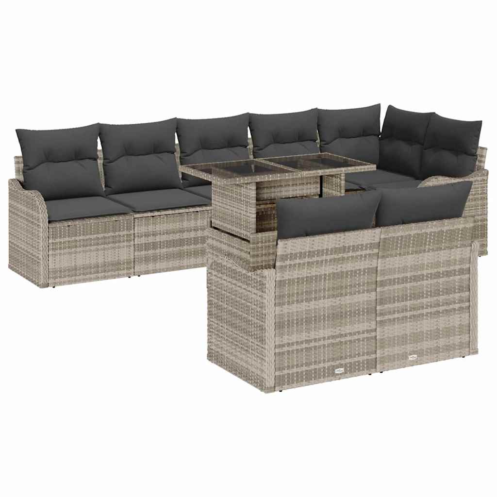 vidaXL Conjunto de sofá de jardín 9 uds. Gris Claro