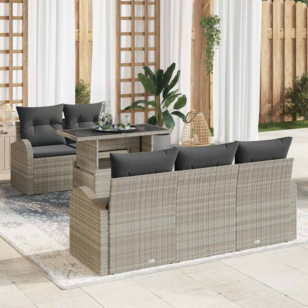 vidaXL Conjunto de sofá de jardín 6 uds. Gris Claro