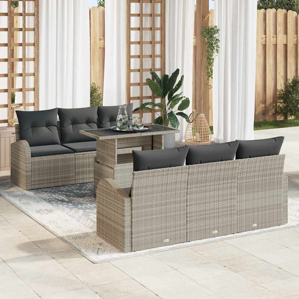 vidaXL Conjunto de sofá de jardín 7 uds. Gris Claro