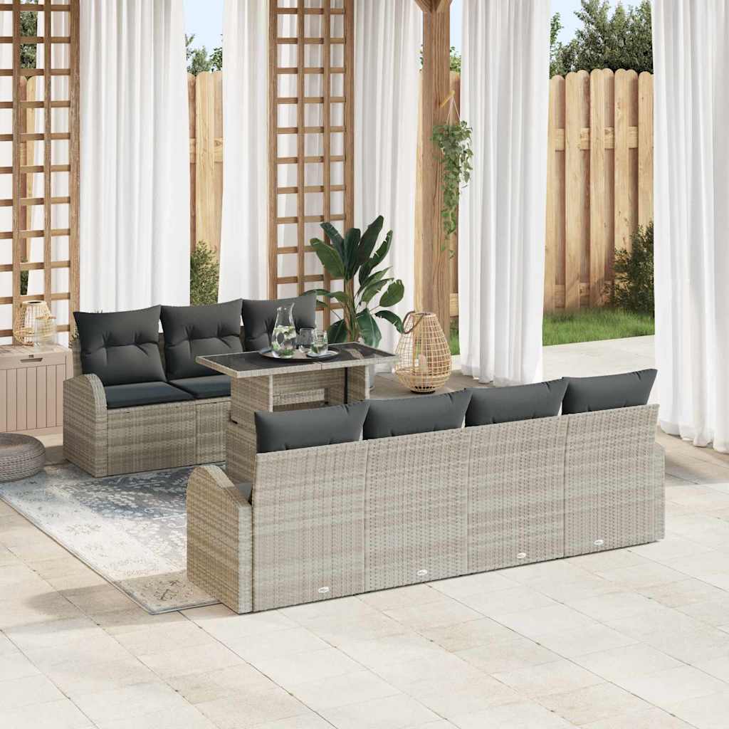 vidaXL Conjunto de sofá de jardín 8 uds. Gris Claro