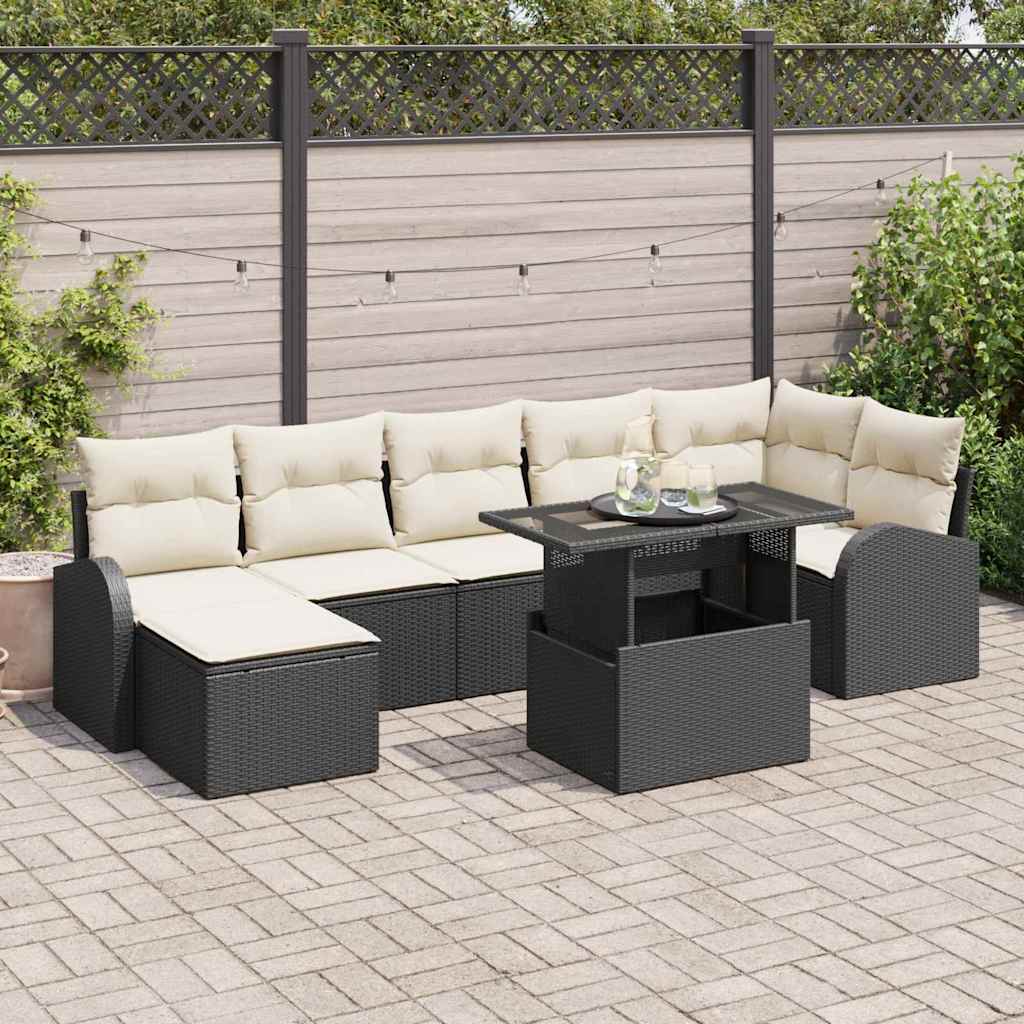 vidaXL Conjunto de sofá de jardín 8 uds. Negro Poliratán
