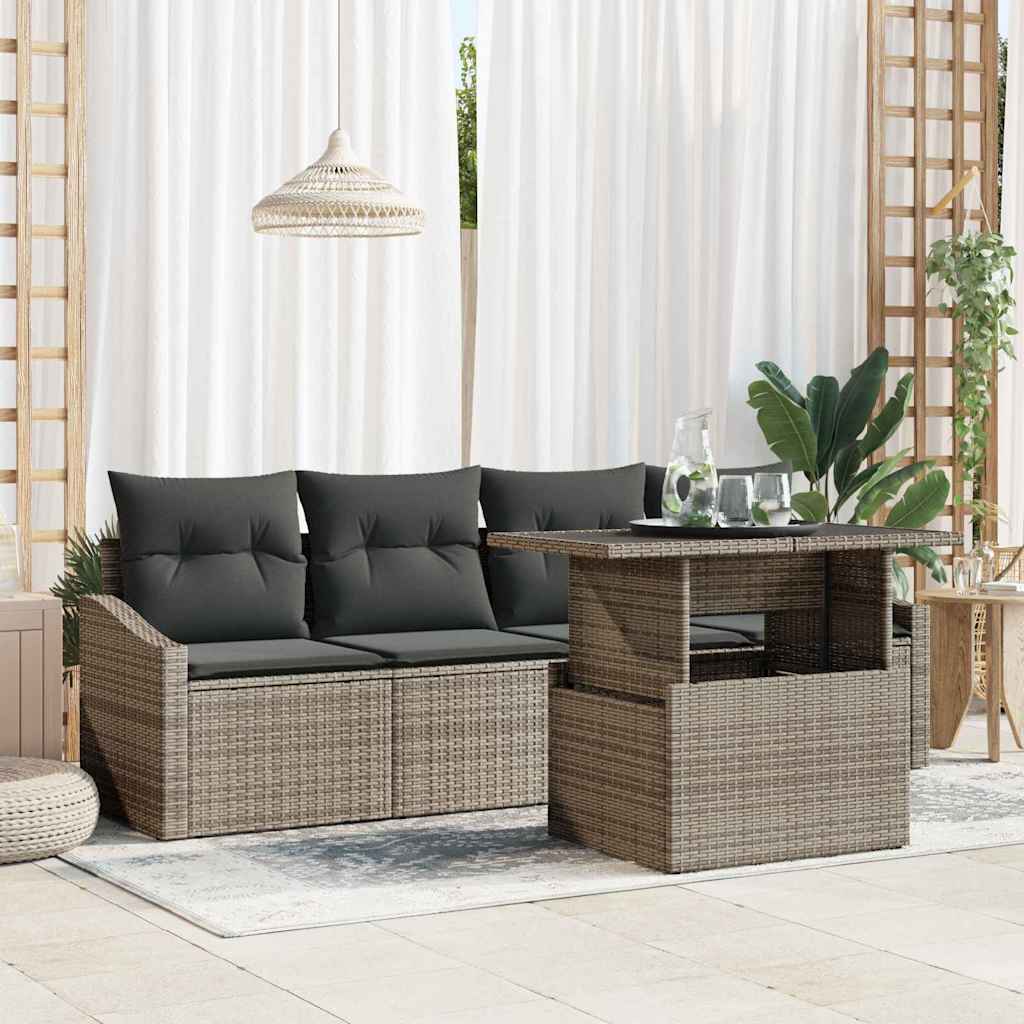 vidaXL Conjunto de sofá de jardín 5 uds. Gris ratán sintético