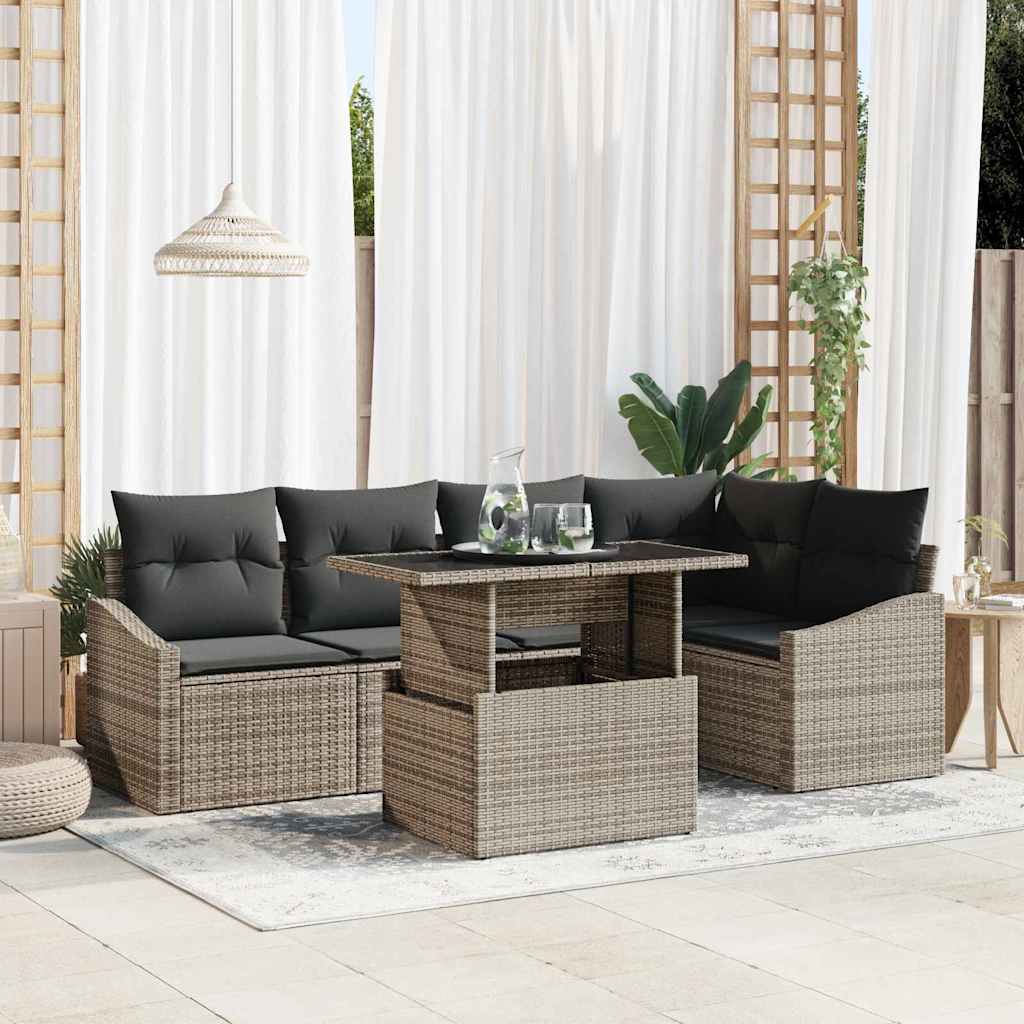 vidaXL Conjunto de sofá de jardín 6 uds. Gris
