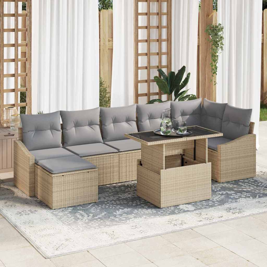 vidaXL Conjunto de sofá de jardín 8 uds. Beige y Gris Claro