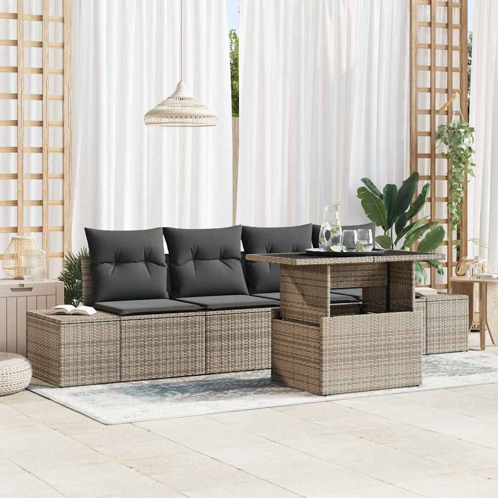 vidaXL Conjunto de sofá de jardín 5 uds. Gris