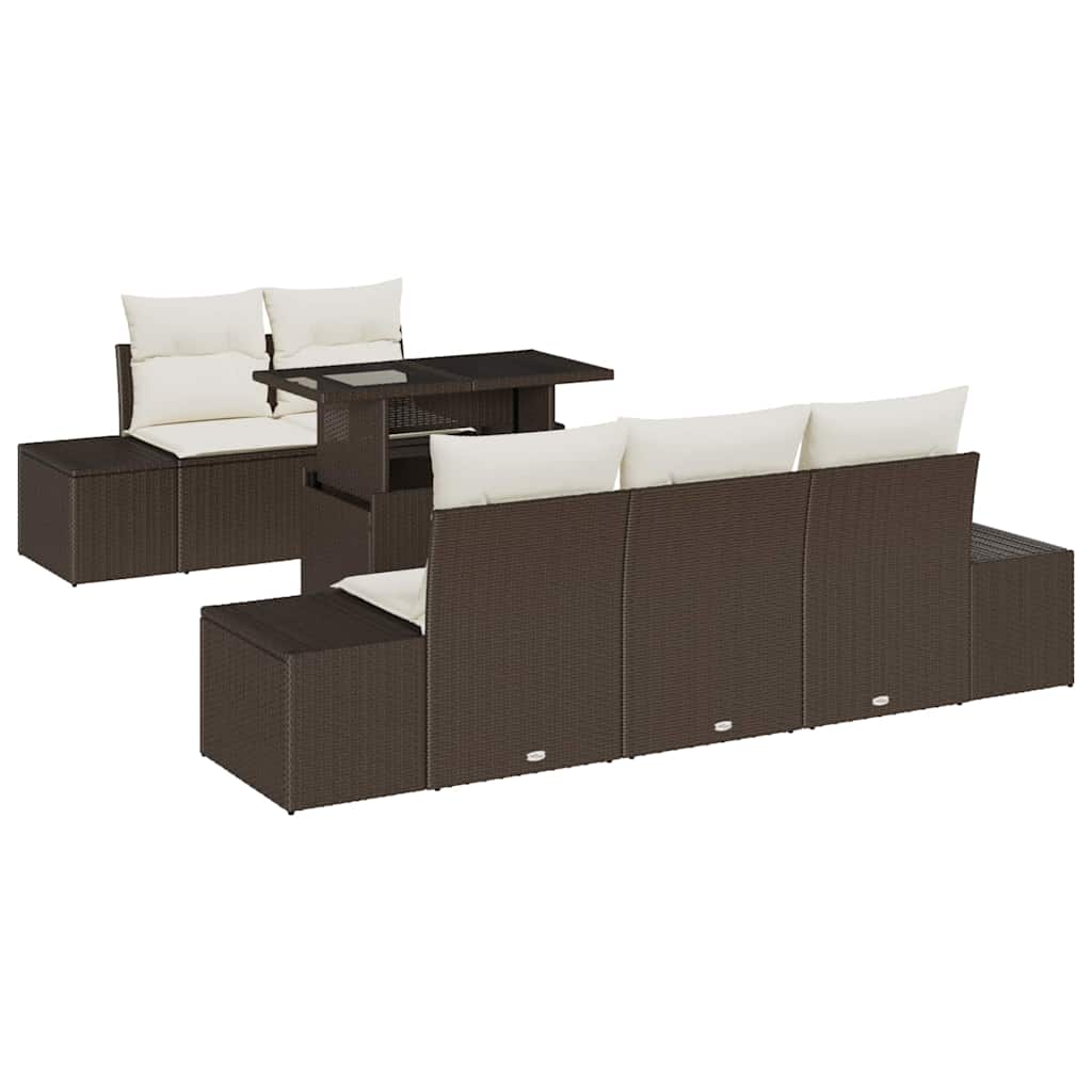 vidaXL Conjunto de sofá de jardín 6 uds. Marrón y crema (2)