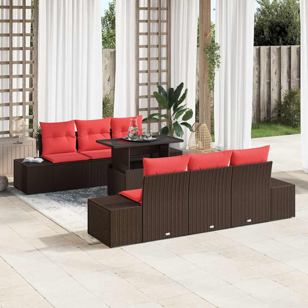vidaXL Conjunto de sofá de jardín 7 uds. 6-Número de plazas