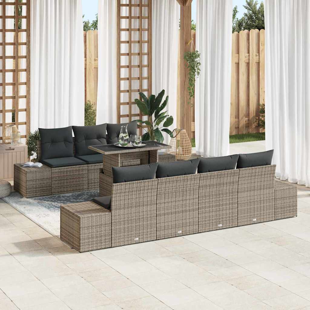 vidaXL Conjunto de sofá de jardín 8 uds. Gris