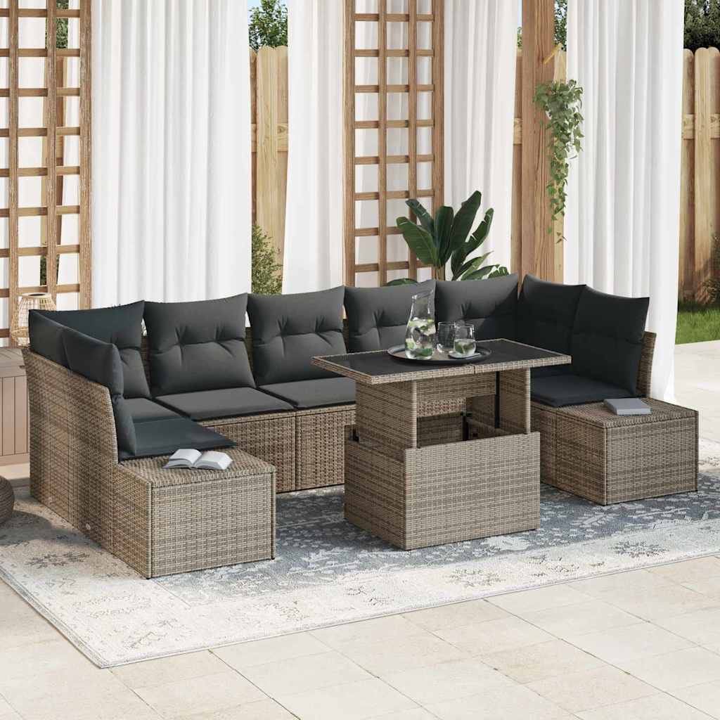 vidaXL Conjunto de sofá de jardín 8 uds. Gris