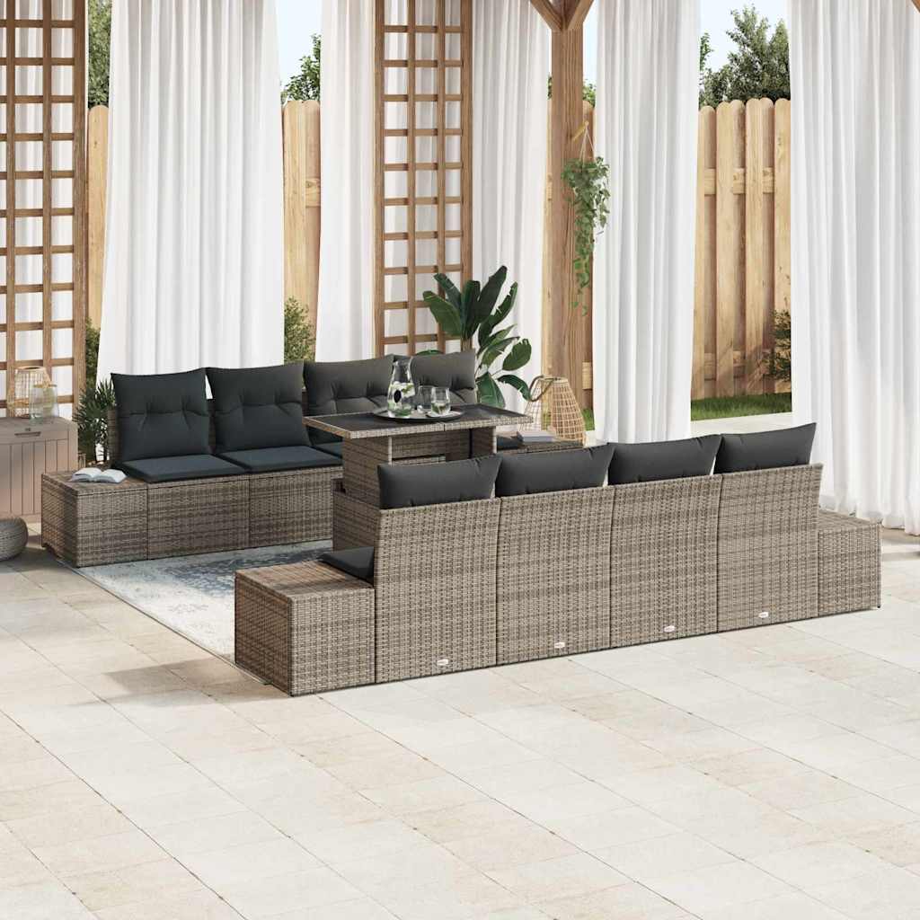 vidaXL Conjunto de sofá de jardín 9 uds. Gris