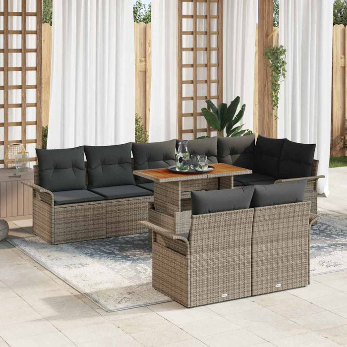 vidaXL Conjunto de sofá de jardín 9 uds. Gris Poliratán