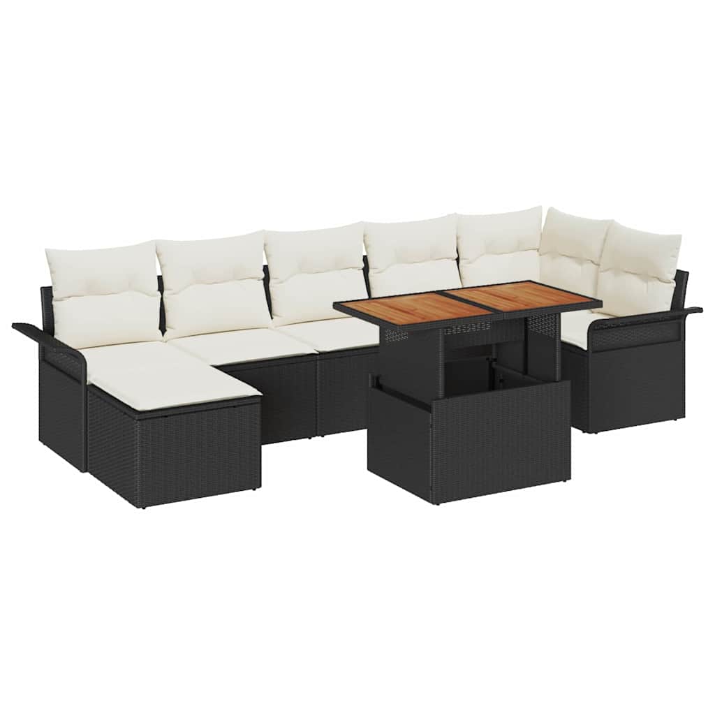 vidaXL Conjunto de sofá de jardín 8 uds. Negro Poliratán (2)