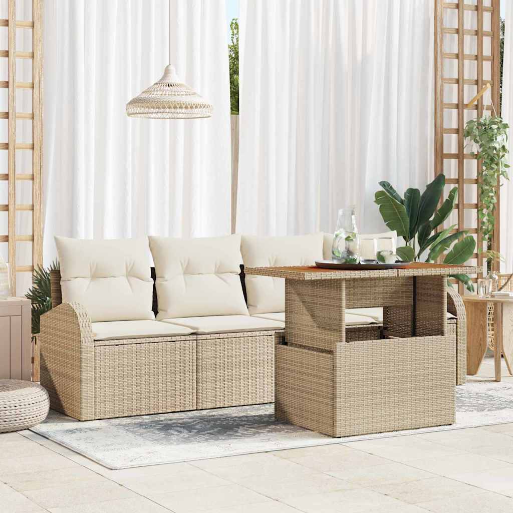 vidaXL Conjunto de sofá de jardín 5 uds. Beige Poliratán