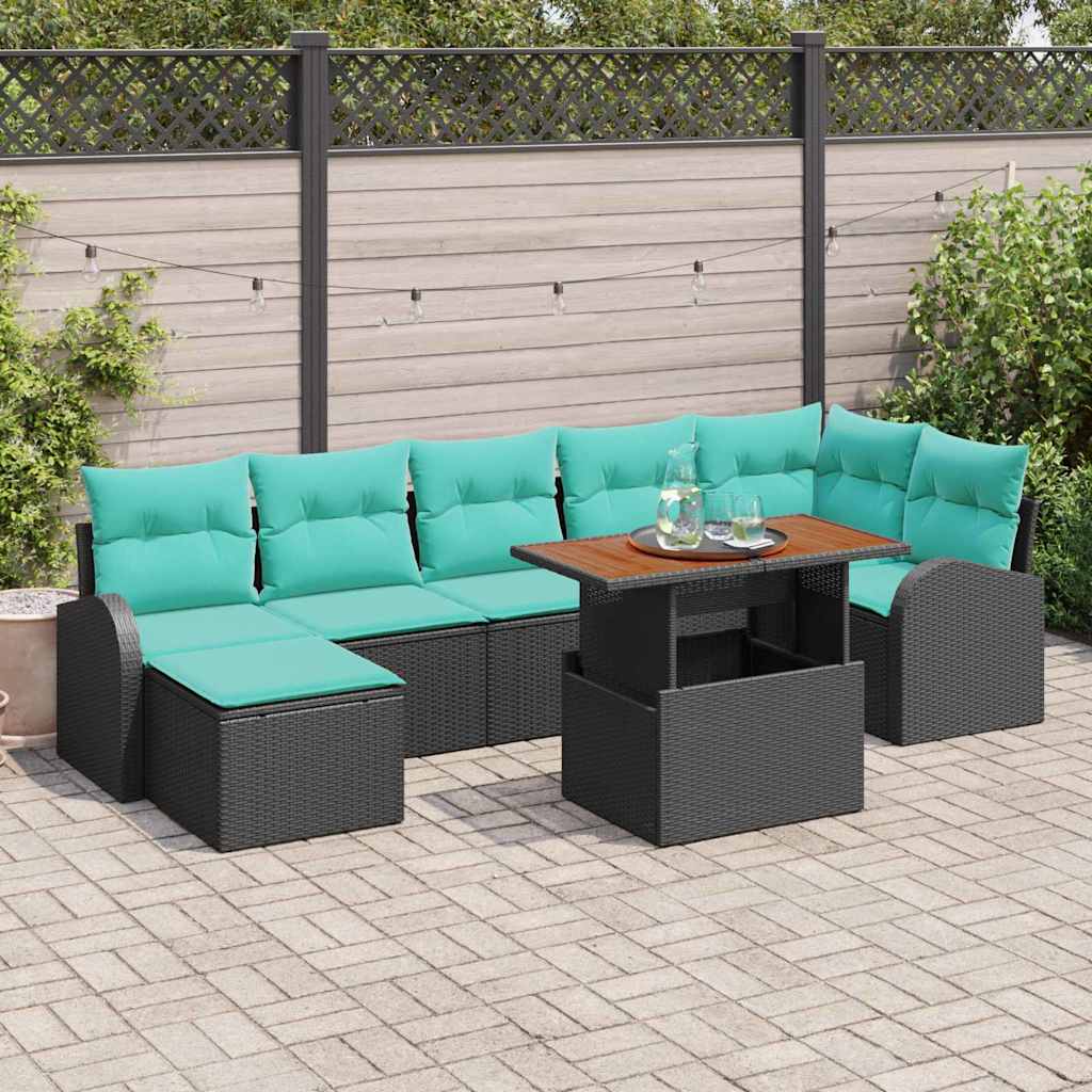 vidaXL Conjunto de sofá de jardín 8 uds. Negro Poliratán