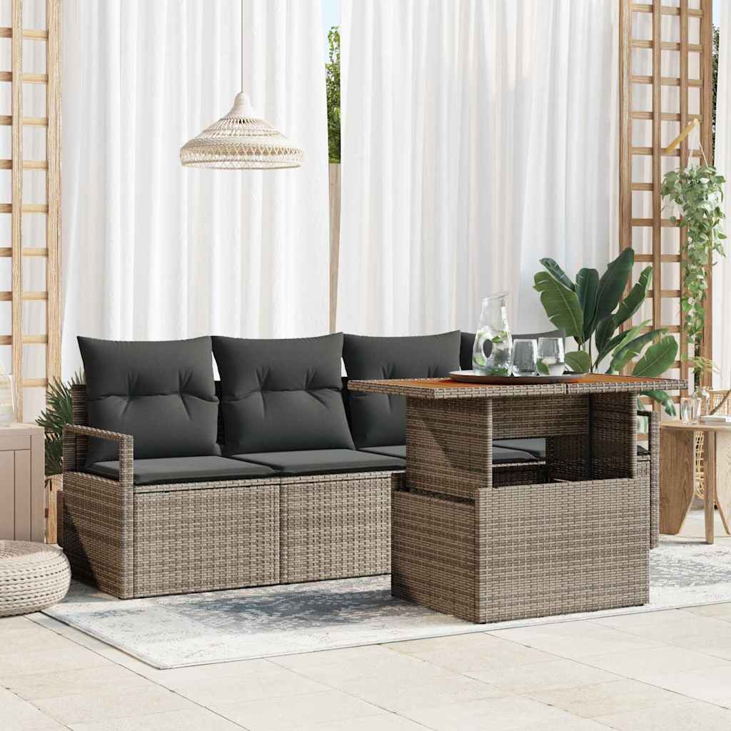 vidaXL Conjunto de sofá de jardín 5 uds. Gris Poliratán