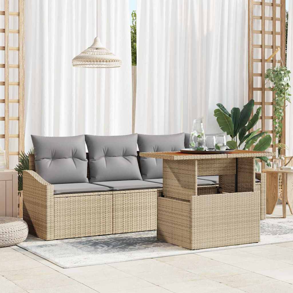vidaXL Conjunto de sofá de jardín 5 uds. Beige Poliratán