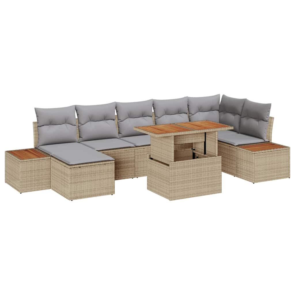 vidaXL Conjunto de sofá de jardín 8 uds. Beige Poliratán
