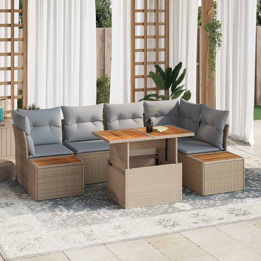 vidaXL Conjunto de sofá de jardín 10 uds. Beige Poliratán
