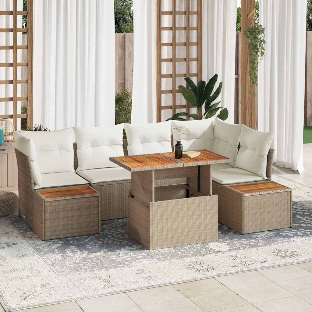 vidaXL Conjunto de sofá de jardín 10 uds. Beige Poliratán