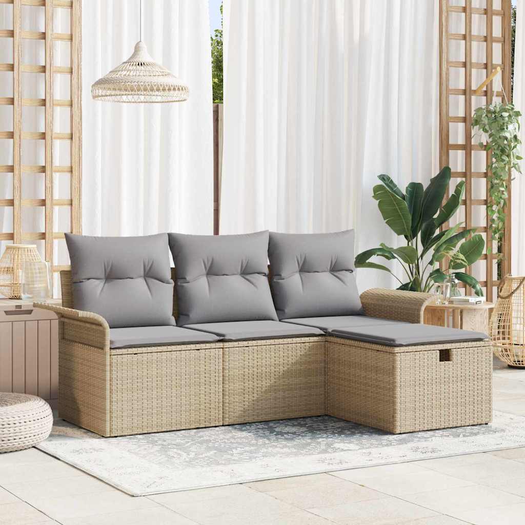 vidaXL Conjunto de sofá de jardín 4 uds. Beige y Gris Claro