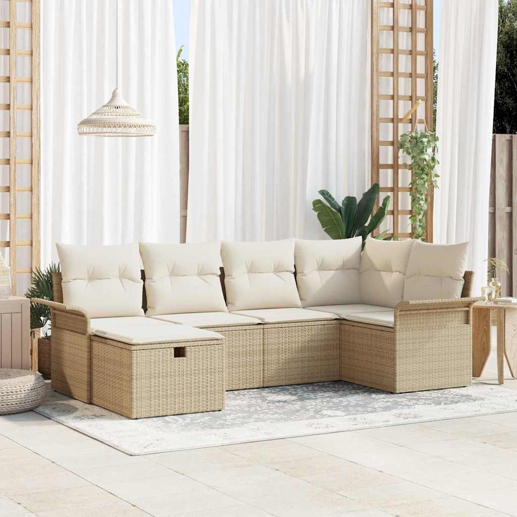 vidaXL Conjunto de sofás de jardín 6 uds. Beige y Crema