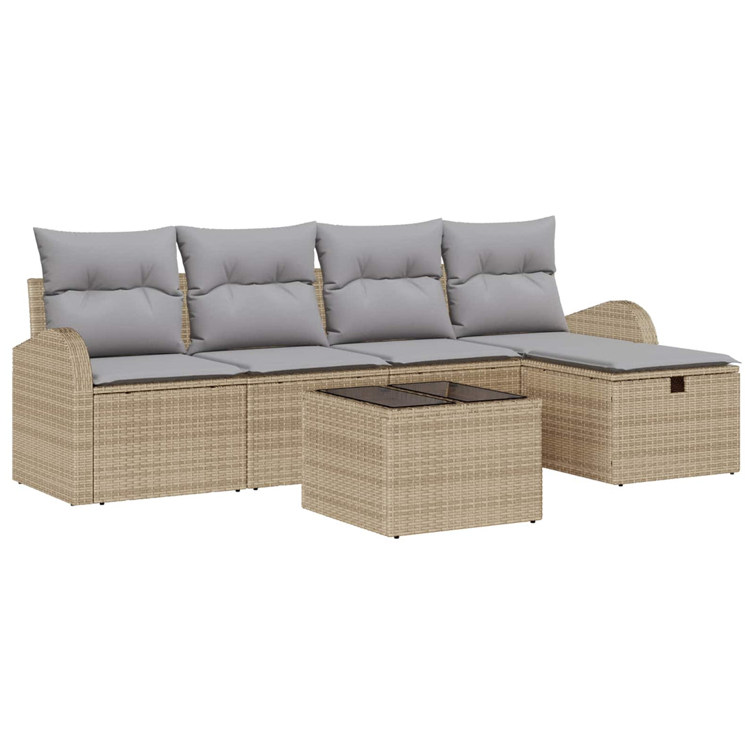 vidaXL Juego de Sofá 6 uds. Beige y Gris Claro ratán sintético