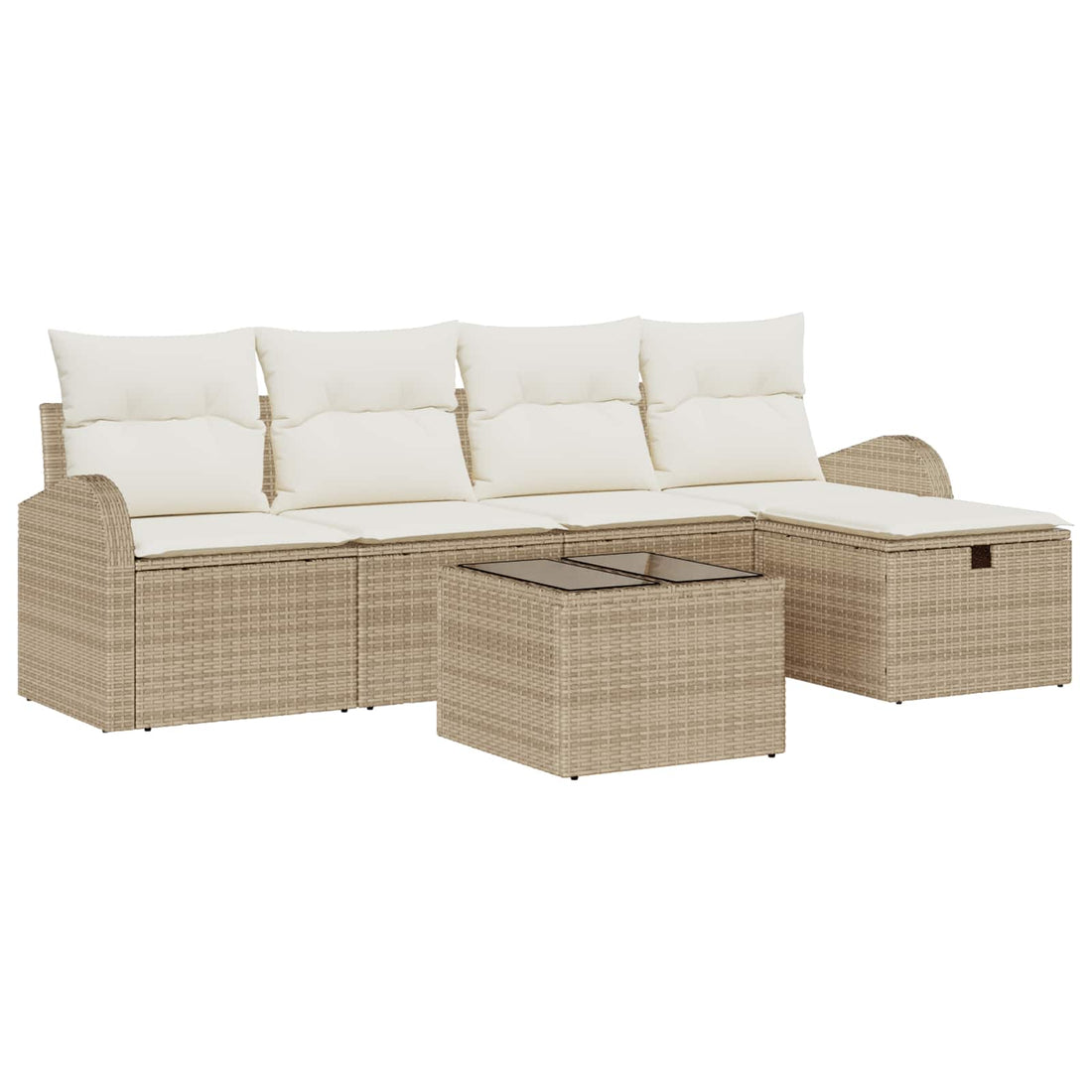 vidaXL Juego de Sofá con cojín Manual Beige y Crema ratán sintético